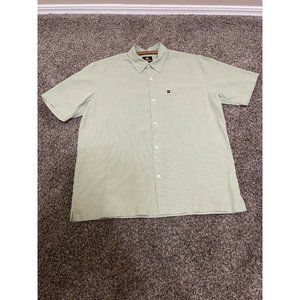 Quiksilver Men Size Medium Checkered Short Sleeves Button Down Dress Shirt Green